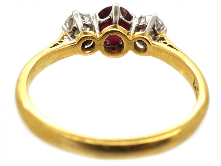 Ruby & Diamond Three Stone Ring