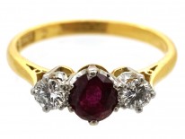 Ruby & Diamond Three Stone Ring