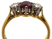 Ruby & Diamond Three Stone Ring