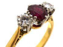 Ruby & Diamond Three Stone Ring