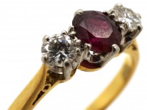 Ruby & Diamond Three Stone Ring