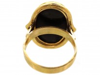 Victorian 18ct Gold Portrait Ring of Dante Carved in Sardonyx