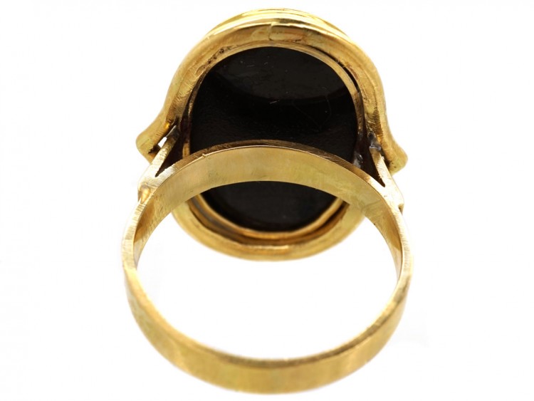 Victorian 18ct Gold Portrait Ring of Dante Carved in Sardonyx