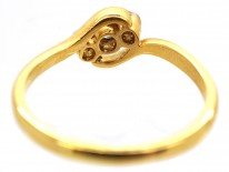 Edwardian 18ct Gold , Platinum & Diamond Three Stone Crossover RIng