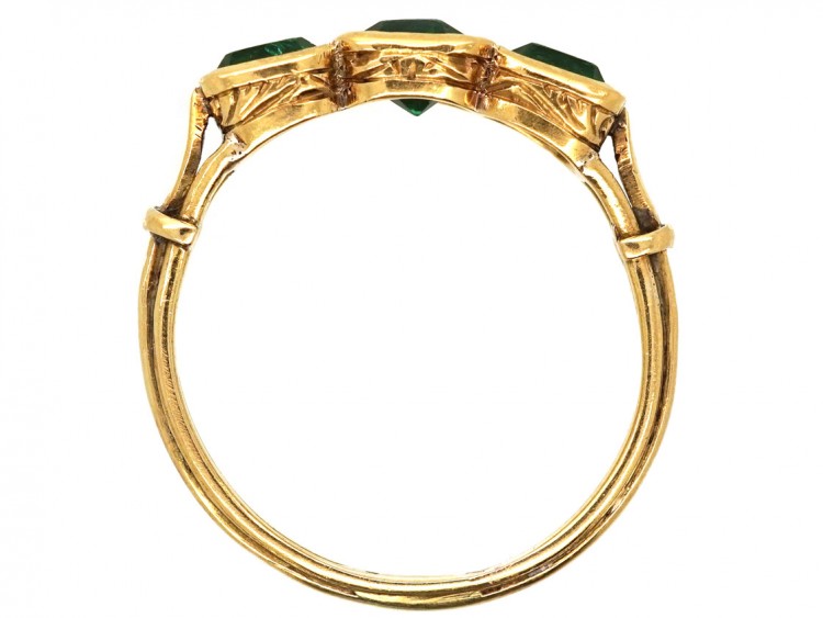 Edwardian 18ct Gold, Three Stone Emerald Ring