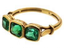 Edwardian 18ct Gold, Three Stone Emerald Ring