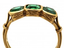 Edwardian 18ct Gold, Three Stone Emerald Ring