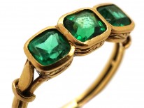 Edwardian 18ct Gold, Three Stone Emerald Ring