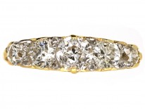 Victorian Five Stone Carved Diamond Half Hoop Ring