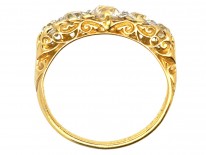 Victorian Five Stone Carved Diamond Half Hoop Ring