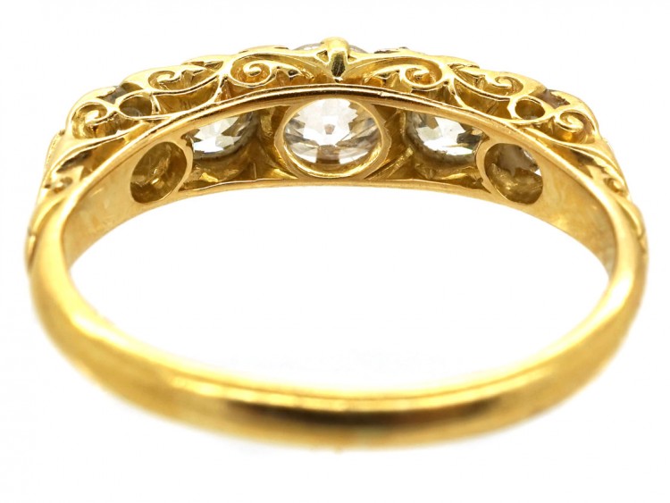 Victorian Five Stone Carved Diamond Half Hoop Ring