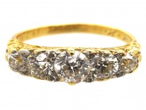 Victorian Five Stone Carved Diamond Half Hoop Ring