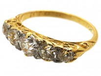 Victorian Five Stone Carved Diamond Half Hoop Ring