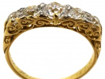 Victorian Five Stone Carved Diamond Half Hoop Ring