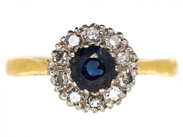 Sapphire & Diamond Cluster Ring