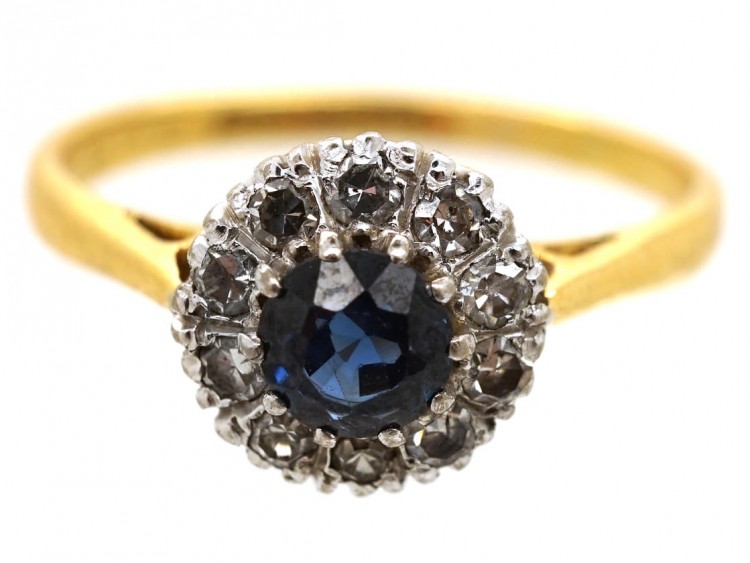 Sapphire & Diamond Cluster Ring