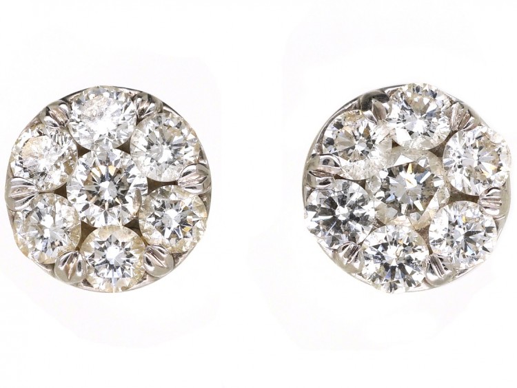 18ct White Gold Diamond Cluster Earrings