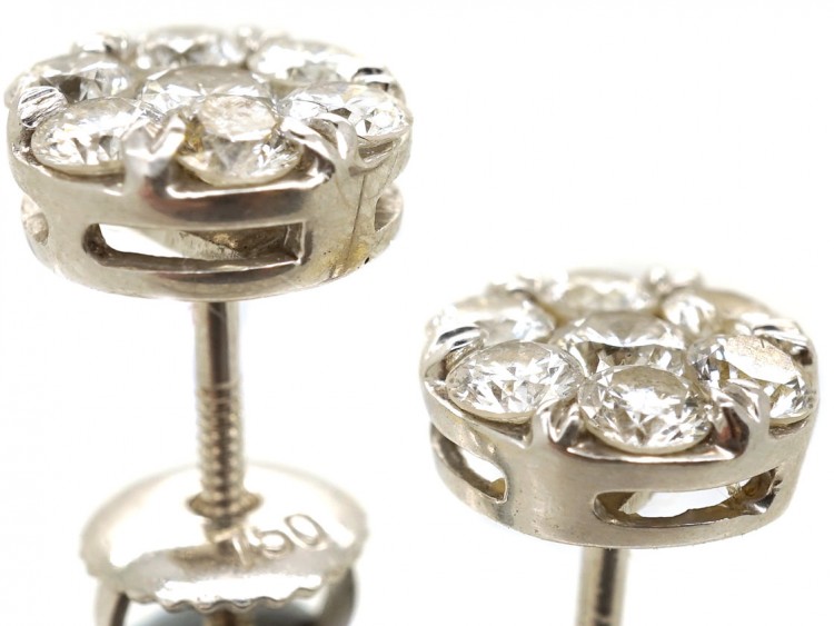 18ct White Gold Diamond Cluster Earrings