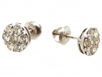 18ct White Gold Diamond Cluster Earrings