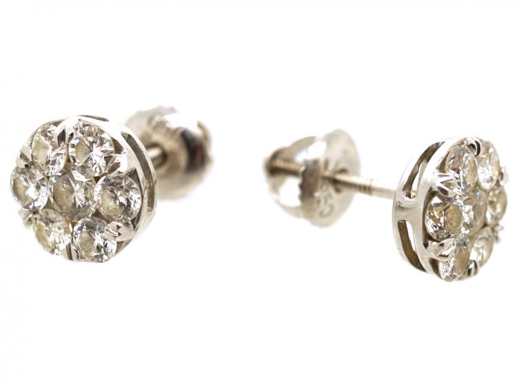18ct White Gold Diamond Cluster Earrings