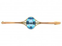Art Deco 9ct Gold & Blue Paste Brooch