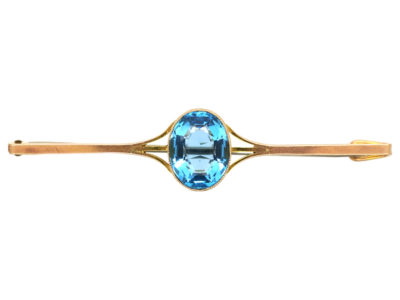 Art Deco 9ct Gold & Blue Paste Brooch