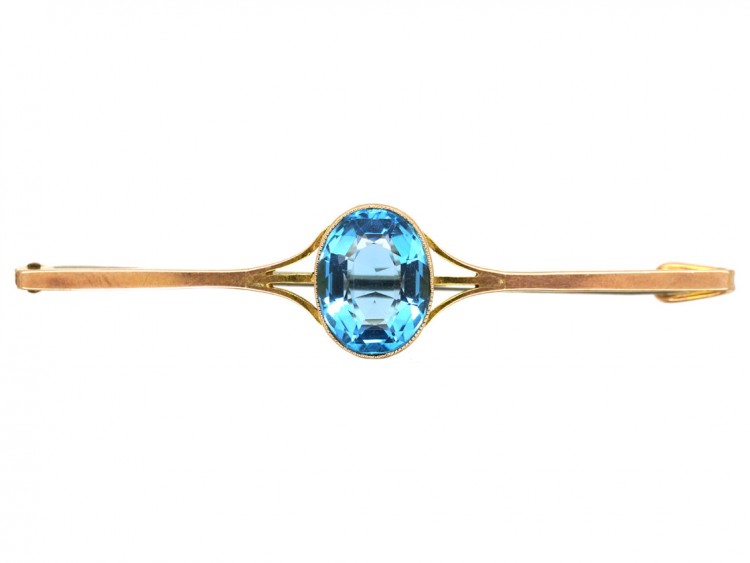 Art Deco 9ct Gold & Blue Paste Brooch