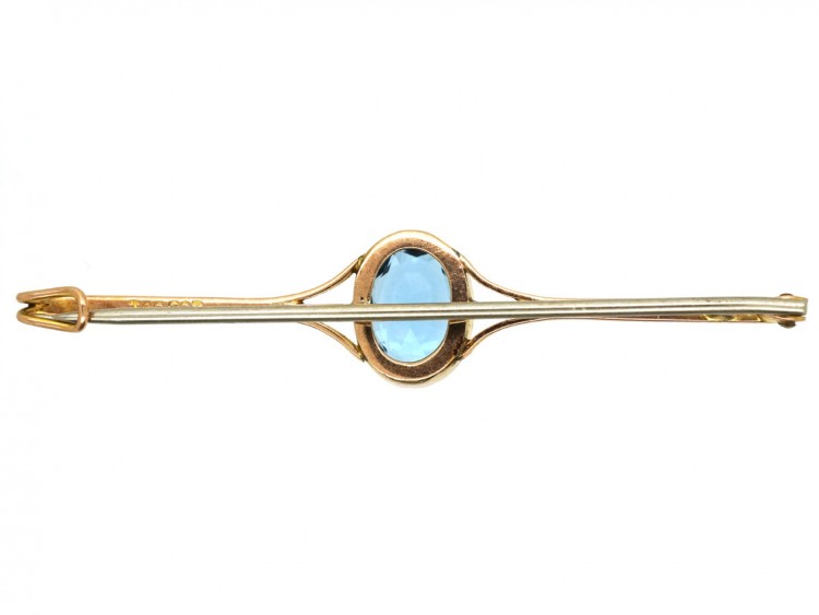 Art Deco 9ct Gold & Blue Paste Brooch