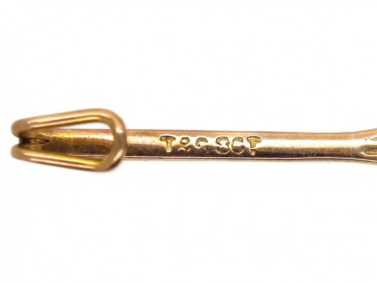 Art Deco 9ct Gold & Blue Paste Brooch