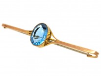 Art Deco 9ct Gold & Blue Paste Brooch