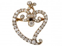Edwardian Diamond Set Witch's Heart Brooch/ Pendant