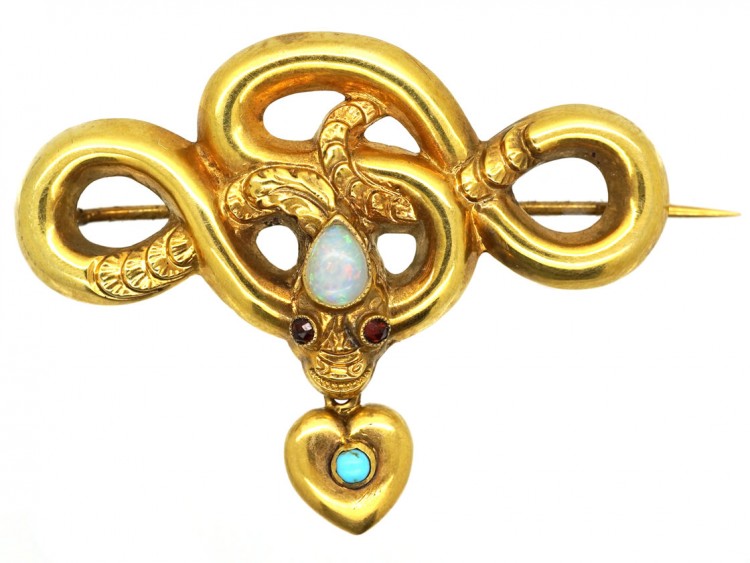 Victorian 15ct Gold Coiled Snake Brooch