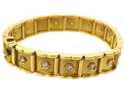18ct Gold & Diamond Panel Bracelet