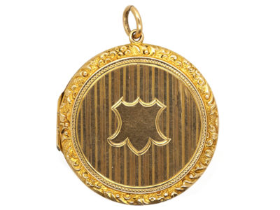 Edwardian 9ct Gold Round Locket With Cartouche