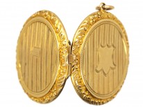 Edwardian 9ct Gold Round Locket With Cartouche