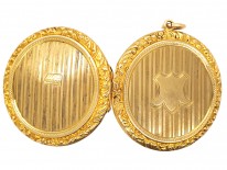 Edwardian 9ct Gold Round Locket With Cartouche