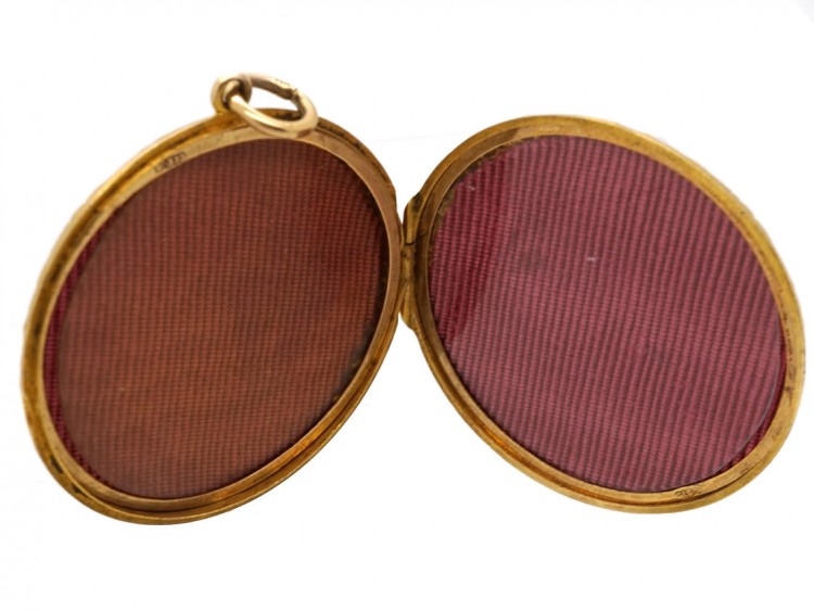 Edwardian 9ct Gold Round Locket With Cartouche
