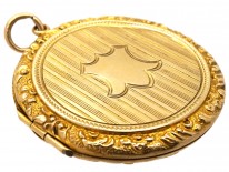 Edwardian 9ct Gold Round Locket With Cartouche