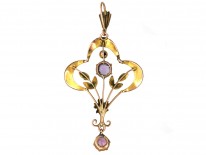 Art Nouveau 9ct Gold & Amethyst Pendant