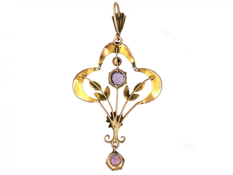 Art Nouveau 9ct Gold & Amethyst Pendant