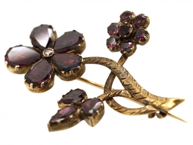 Georgian Gold & Almandine Garnet Pansy Brooch