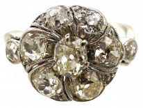 French Platinum & Diamond Swirly Cluster Ring
