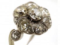 French Platinum & Diamond Swirly Cluster Ring