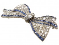 Art Deco Platinum, Sapphire & Diamond Bow Brooch