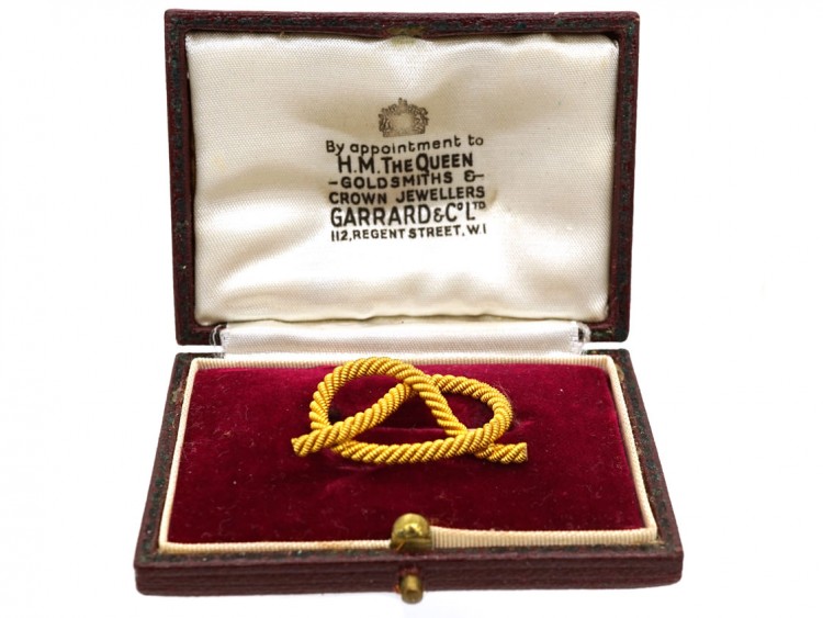 Edwardian 18ct Gold Lover's Knot Brooch in Garrard's Case