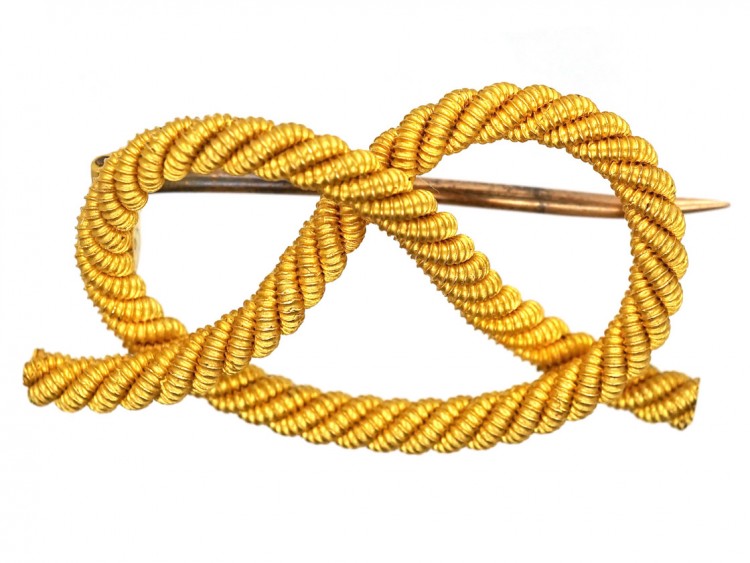Edwardian 18ct Gold Lover's Knot Brooch in Garrard's Case