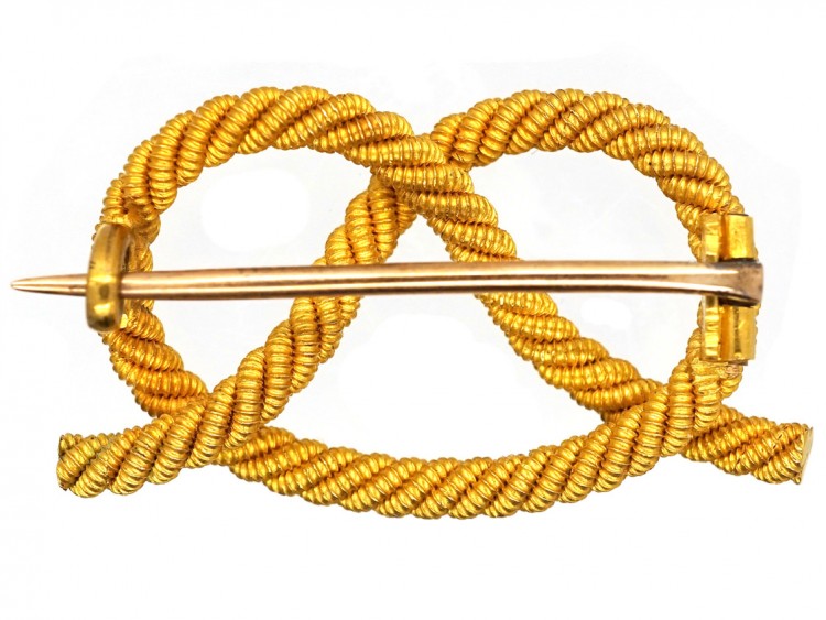 Edwardian 18ct Gold Lover's Knot Brooch in Garrard's Case