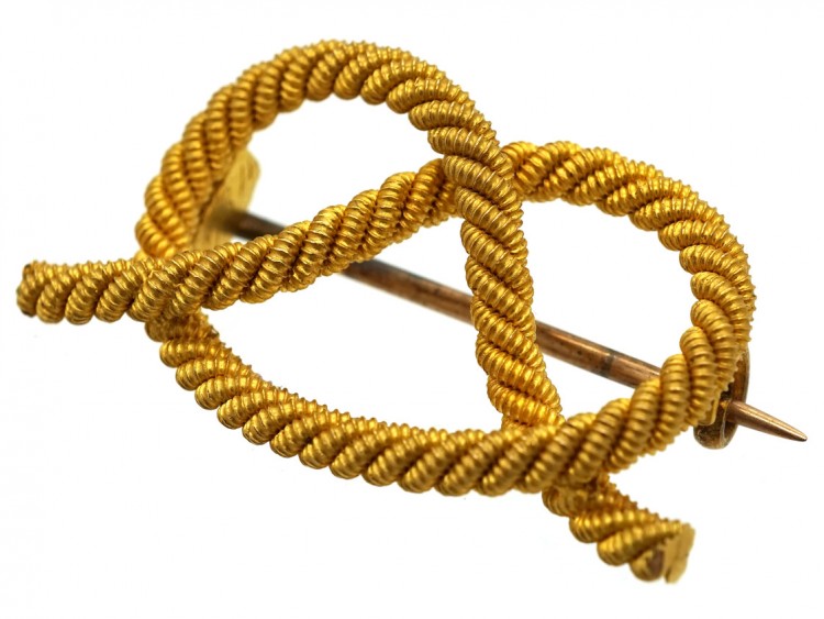 Edwardian 18ct Gold Lover's Knot Brooch in Garrard's Case