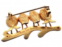 Victorian 18ct Two Colour Gold Four Robins Brooch