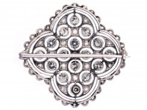 Edwardian Platinum Natural Split Pearl & Diamond Brooch